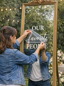 Customized Mirror Sticker Wedding Decor - Wedding Signage Decor DIY Wedding Sticker - Mirror Sticker "Welcome To The Wedding" - Customized Mirror Letter Sticker Decal - Just Married - Wedding Marriage Decor/Modern Wedding Welcome Sign/Personalized Newlyweds Name And Date/Mirror Sticker-Bridal Shower - Multicolor - View 11
