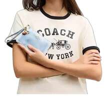 Coach Brand Logo Women's Zipper Clutch Bag CEF82IMNIM - Light Indigo Blue CEF82IMNIM - View 3