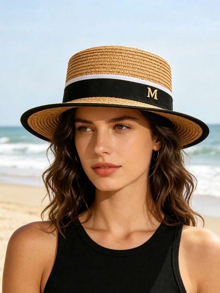 1件女款新款多功能草編毛氈帽,時尚舒適優雅的戶外沙灘帽,旅行、度假、派對、購物及日常出行的必備配件 - 彩色 - 查看 1