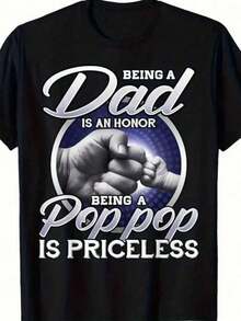 Camiseta con temática de padre de Veenajo - Ser padre es un honor, ser abuelo no tiene precio, camiseta casual de manga corta con cuello redondo para hombre - Negro - Ver 1