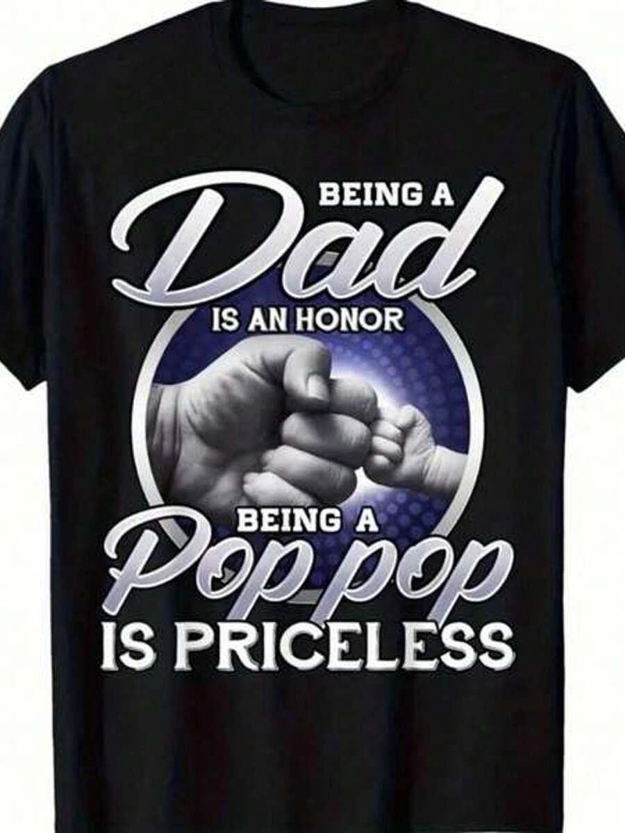 Camiseta con temática de padre de Veenajo - Ser padre es un honor, ser abuelo no tiene precio, camiseta casual de manga corta con cuello redondo para hombre - Negro - Ver 1