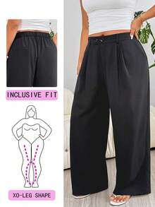 Pantalones casuales a rayas para mujer de talla grande, adecuados para exteriores, uso diario, fiestas, viajes, bodas, festivales de música, vuelta al colegio, graduación, vacaciones en la playa, ropa urbana, ropa de estar en casa, compras, paseo - Negro - Ver 8