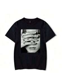 Camia Vintage de Moda, Camia Gráfica de Jungkook, Camias Unisex, Camia Gótica para Mujer, Estética , Blusas Góticas para Mujer, Blusas Casuales para Dama, Tops, , Motif Mujer Premium, Y2K NOOG - Negro - Ver 1