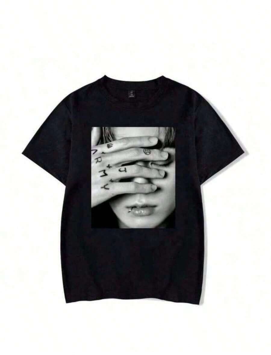 Camia Vintage de Moda, Camia Gráfica de Jungkook, Camias Unisex, Camia Gótica para Mujer, Estética , Blusas Góticas para Mujer, Blusas Casuales para Dama, Tops, , Motif Mujer Premium, Y2K NOOG - Negro - Ver 1