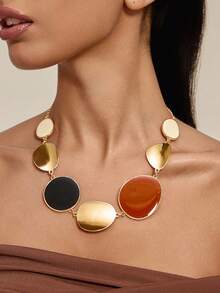 Altistry 1pc Fashionable Exaggerated Geometric Asymmetrical Multi-Shape Spliced Choker Necklace - Multicolor - View 5