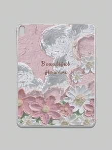 1pc 3D Impasto Oil Painting Floral Visual Effect Transparent Flat Protective Case, Covers, Vintage Soft Pink High-End Atmosphere Full-Body Anti-Fall Protective Case, Ins Art Style Slim Fit, Compatible With IPad Case, Compatible With IPad A16 Case, Fast Delivery, Suitable For Mother's Day, Valentine's Day, Girlfriend's Day, Birthday, Spring Season, Back To School Gifts, Daily Use - Clear - View 16