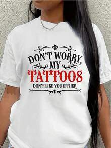 Lightweight And Durable Short-Sleeved T-Shirt, Printed With The Design "Don't Worry, I Hate You Too," Perfect For Lounging At Home, In A Cafe, Or For Casual Outdoor Outings. Women's Blouses > Clothing - 白色 - 查看 7