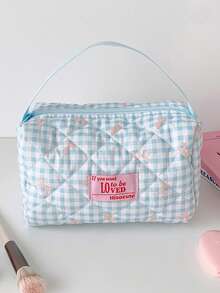 Nail Art Decoration Accessories, Plaid Grid Bow Makeup Bag Small Size Portable Nail Art Tool Storage Bag, Personal DIY Nail Art Tool Storage Bag - Multicolor - View 10