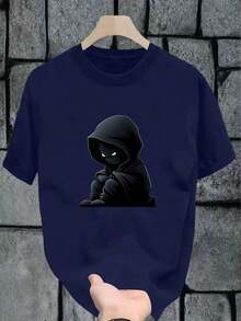 Manfinity Dauomo Men's Casual Short Sleeve Crew Neck T-Shirt With Dark Souls Graphic Print, Spring/Summer - 粉色 - 查看 5