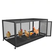 BingoPaw Metal Chicken Cage With Moveable Wheels And Cover, Outside Enclosure Crate For Small Animals Duck Rabbit Hen - Black - View 7