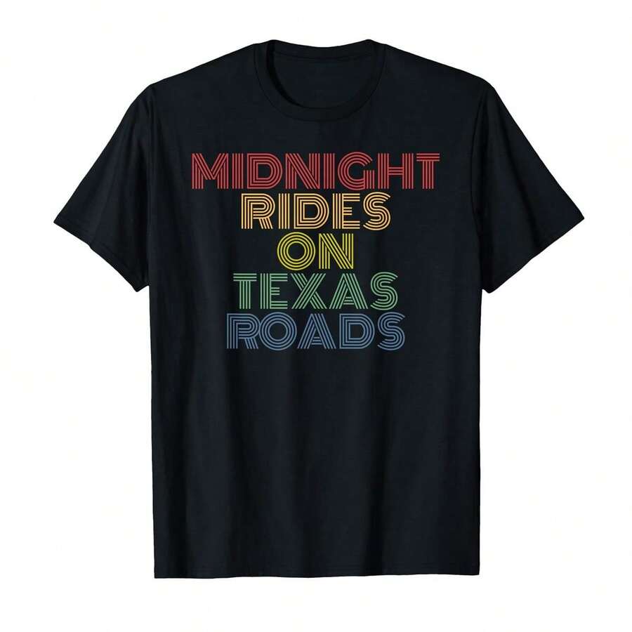 Camiseta con estampado retro "Paseos de medianoche por las carreteras de Texas" - Negro - Ver 1