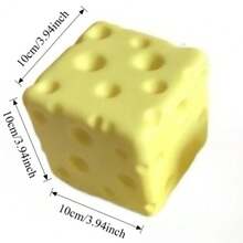 1pc Standard Size TPR Material Swiss Style Cheese Cube Squishy Toy, Slow Rebound Stress Relief Squeeze Toy, Ultra Soft Creamy Realistic Cheese Anxiety Relief Desk Toy, Water-Feel Sensory Fidget Accessory, Father's Day Graduation Summer Party Gift, Moldable Squishy For Desk Decor & Holiday Favor - Multicolor - View 6