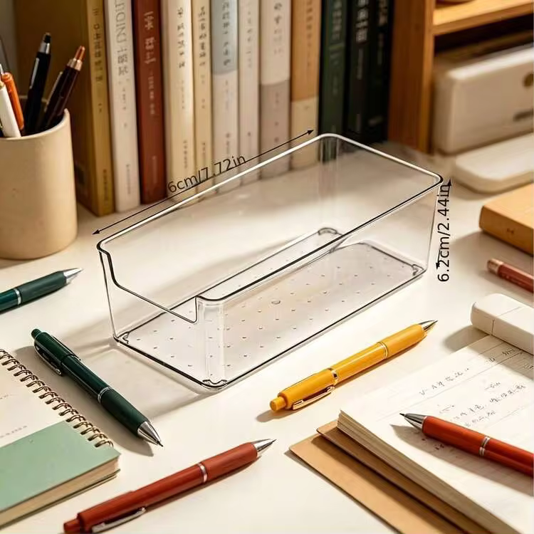 2pcs/1pc Transparent Drawer-Style Desktop Storage Box - Small Compartment Organizer - Stackable & Combinable - Sorting & Organizing Box Study Office Desk Accessories Office Supplies Pen Holder Office Supplies School Supplies - Multicolor - View 13