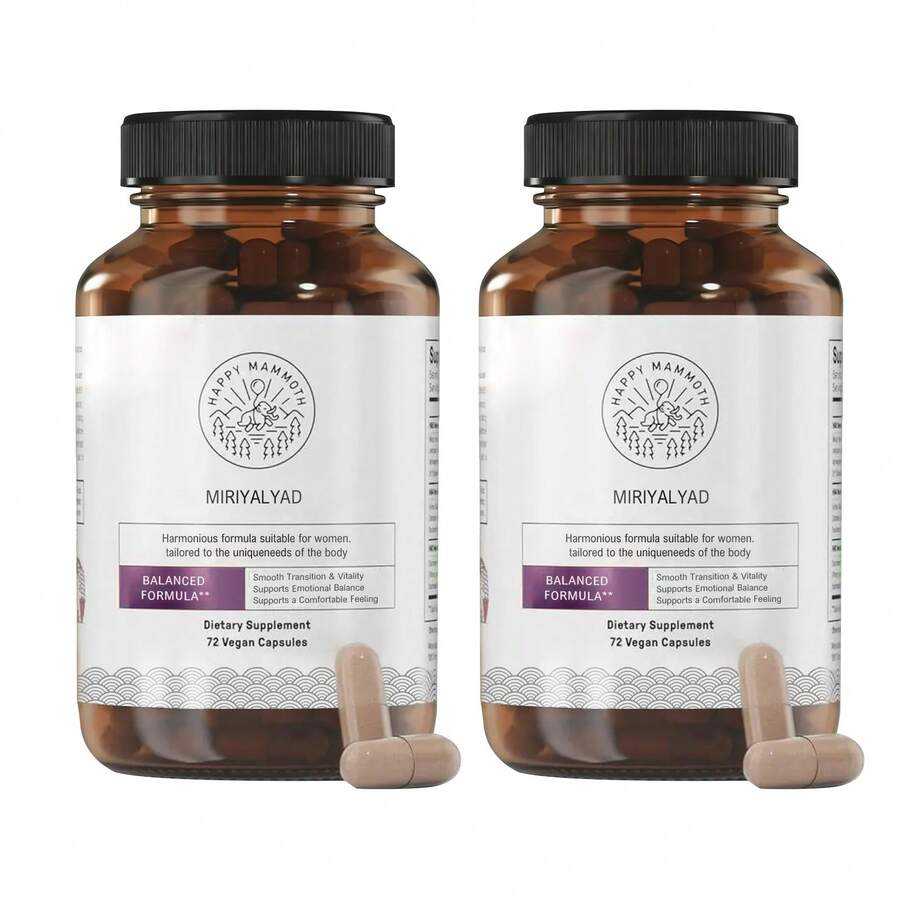 Miriyalyad Happy Mammoth  Daily Menopause Vitamins & Supplements For Women (*Not Hormone Harmony), Boost Metabolism, Healthy Skin, Hair And Nails, Hot Flash, Mood Support, 144 Caps[Free Shipping ] - 2pcs - 查看 1