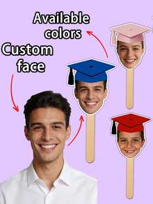 Custom Personalized Graduation Face Cutouts On Sticks, Custom Graduation Bachelor's Cap Photo Fan, Class Of 2026 Grad Photo Booth Props, Congrats Grad Fans Grad Party Favors, DIY Photo Frame For Graduation Party Souvenirs,Customized Gift, Graduation, Graduation Gift, Graduation Decor, Customizable Item, Party Favor, Essential For Graduation Party Decoration - Multicolor - View 9
