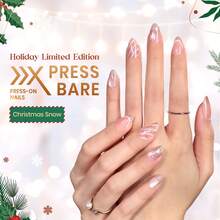 Beetles 32Pcs Christmas Snow Press On Nails, Short Almond 16 Sizes Nail Tips, Natural Salon Quality, Quick Drying Nail Glue Manicure For Women - 32Pcs Short Almond-Christmas Snow - 查看 4