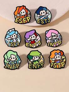 1pc MBTI 16 Personalized Type Metal Brooch, Occupational Personalized Test Badge, Unisex Student Backpack Decor, Creative Clothing Accessory, Bag Decoration - Multicolor - View 3
