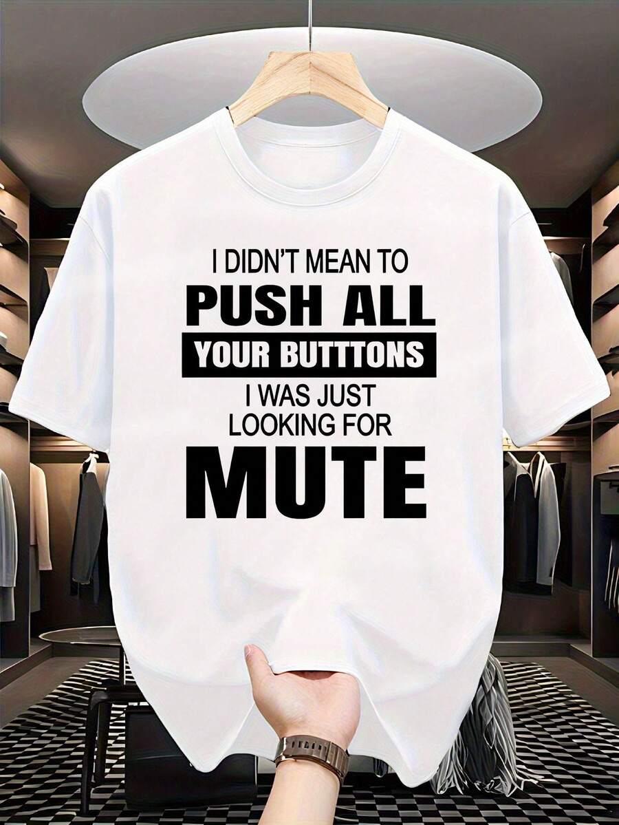 Men's Satirical T-Shirt With All-Over Print "I Didn't Mean To Upset You" - Loose Fit, Crew Neck, Urban Casual Style, Suitable For Parties, Gifts And All Seasons Wear (Machine Washable) - 白色 - 查看 1