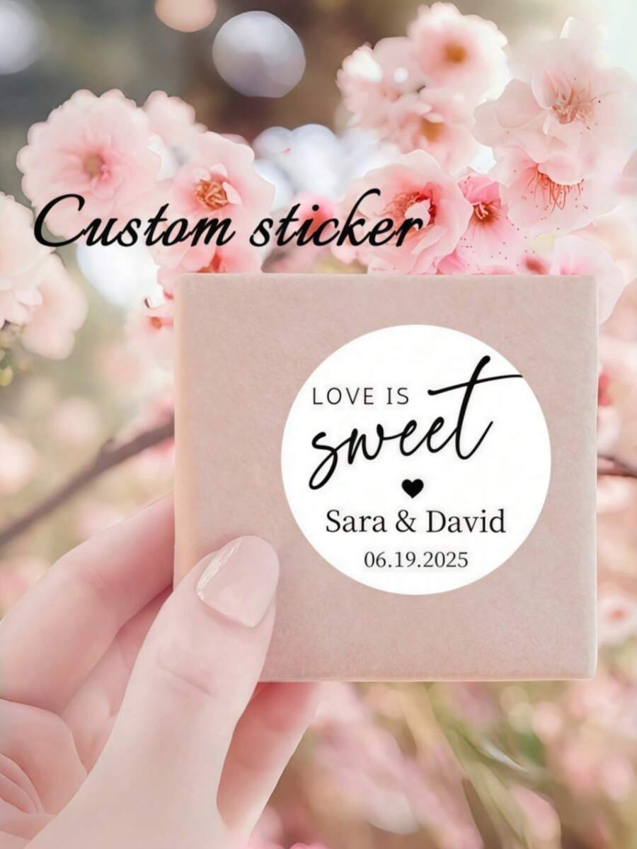 Personalized Wedding Stickers With Cute Thank You Message, Perfect For Wedding Favors And Modern Celebrations - Multicolor - View 1