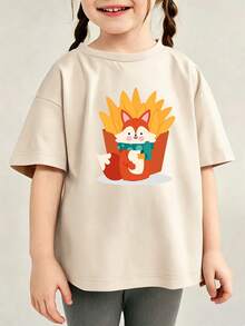 Camiseta Uso Diario Estampada Para Pequeños Verano - Albaricoque - Ver 6