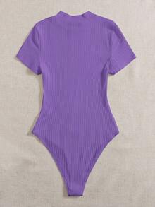 Body tejido de canalé de cuello alto - Morado Violeta - Ver 2