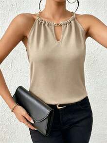 Blusa de estilo empresarial casual y digno de estilo vintage 2 en 1 para el regreso a clases - Albaricoque - Ver 5