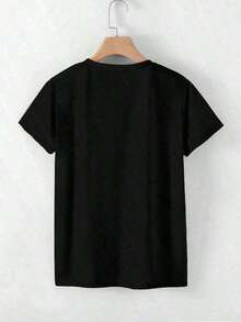 Camiseta Casual Minimalista de Manga Corta con Estampado de Letras, Camiseta de Manga Corta con Gráficos PERFECTLY Imperfect, Camisetas Gráficas para Mujer, Tops Unisex, Corte Holgado, Cómoda, Estilo Vintage Urbano, Camiseta de Algodón 100% Algodón - Negro - Ver 2