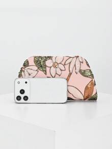 优雅闪亮多色叶子和花卉拼接晚宴手拿包，配有链条肩带的奢华手提包，适合晚宴、婚礼、派对、生日礼物、新娘手拿包（图案随机发送） - 粉色 - 查看 4