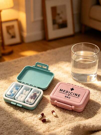 밀짚 약통, "Medicine" 문구가 있는 3칸 약통, 밀봉된 약통, 휴대용 약통, 분리형 약통, 오전 오후 약통, 여행용 약통 | 일일 비타민 정리함, 작은 약통, 약 보관함, 보충제 용기, 지갑 크기 디스펜서, 누수 방지 태블릿 보관함 | 엄마, 할머니, 선생님, 절친을 위한 훌륭한 선물 | 선생님 감사 선물, 어머니의 날 선물, 교환 작은 선물, 휴일 필수품, 개학