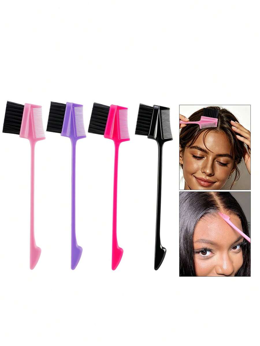2pcs Edge Control Brushes, Suitable For Hair Edge And Eyebrow Styling In Women,Special For Real Hair Wigs - Multicolor - View 1