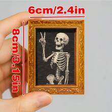 1 pieza Marco de madera Imán de refrigerador, Pegatina de refrigerador con patrón de calavera - Adecuado para el hogar, la oficina, la sala de estudio Decoración del refrigerador - ¡Imán de refrigerador! - Unitalla - Ver 3