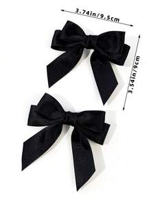 2pcs Women's Solid Color Bow Hair Clips, Suitable For Daily Wear,Hair Claws,Clips For Hair - Black - View 5