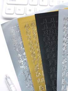 6张/套彩色字母装饰贴纸，金银箔自粘PVC照片装饰材料，创意手工日记贴纸，节日必备礼物及派对装饰贴纸，DIY手工用品，学校文具，学生及儿童完美返校礼物 - 長方形 - 查看 6
