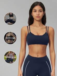 MFVIM Women's Double Strap Yoga Tank Top With Chest Padding, Spaghetti Strap, Backless Yoga Bra, Sports Outerwear Lingerie, Outdoor Running Fitness Tank Top, Suitable For Daily Commute, Outdoor Jogging, Cycling, Yoga, Pilates, Gym Workout, Women's Fitness Apparel - Navy Blue - View 6