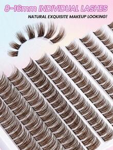 MAANGE 160pcs Brown Cluster Eyelashes, Soft & Charming Fluffy, Multi-Length Cluster, Suitable For Beginners Eye Makeup, Cluster Eyelashes, Individual Lashes, False Eyelashes - D - View 6