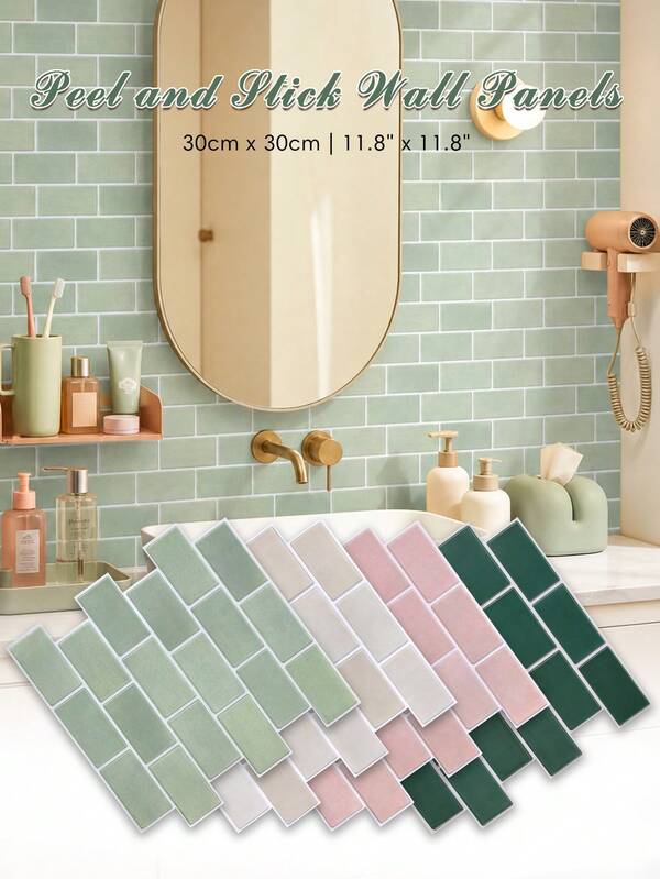 1/10/20PCS Modern Subway 3D Wall Stickers - Self-Adhesive Wall Panels, Brick Pattern Peel & Stick Removable (11.8"X11.8"), Waterproof & Heat-Resistant, Easy To Clean - Perfect For Kitchen Backsplash, Laundry Room, Butcher's Pantry