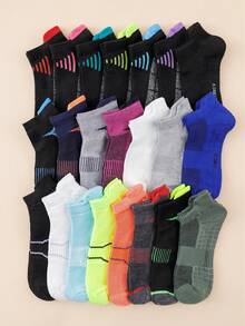 1/3/5 Pairs Random Men's Breathable Moisture-Wicking Short Socks, Suitable For Running, Cycling, Spring/Summer - Multicolor - View 1