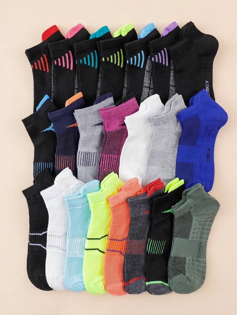 1/3/5 Pairs Random Men's Breathable Moisture-Wicking Short Socks, Suitable For Running, Cycling, Spring/Summer - Multicolor - View 1