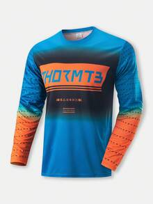 HISERWA Men's Downhill Racing Jersey-Long-Sleeve, Relaxed Fit, Moisture-Wicking, And Lightweight; Ideal For BMX, Endurance Racing, And Mountain Biking - Black - View 1
