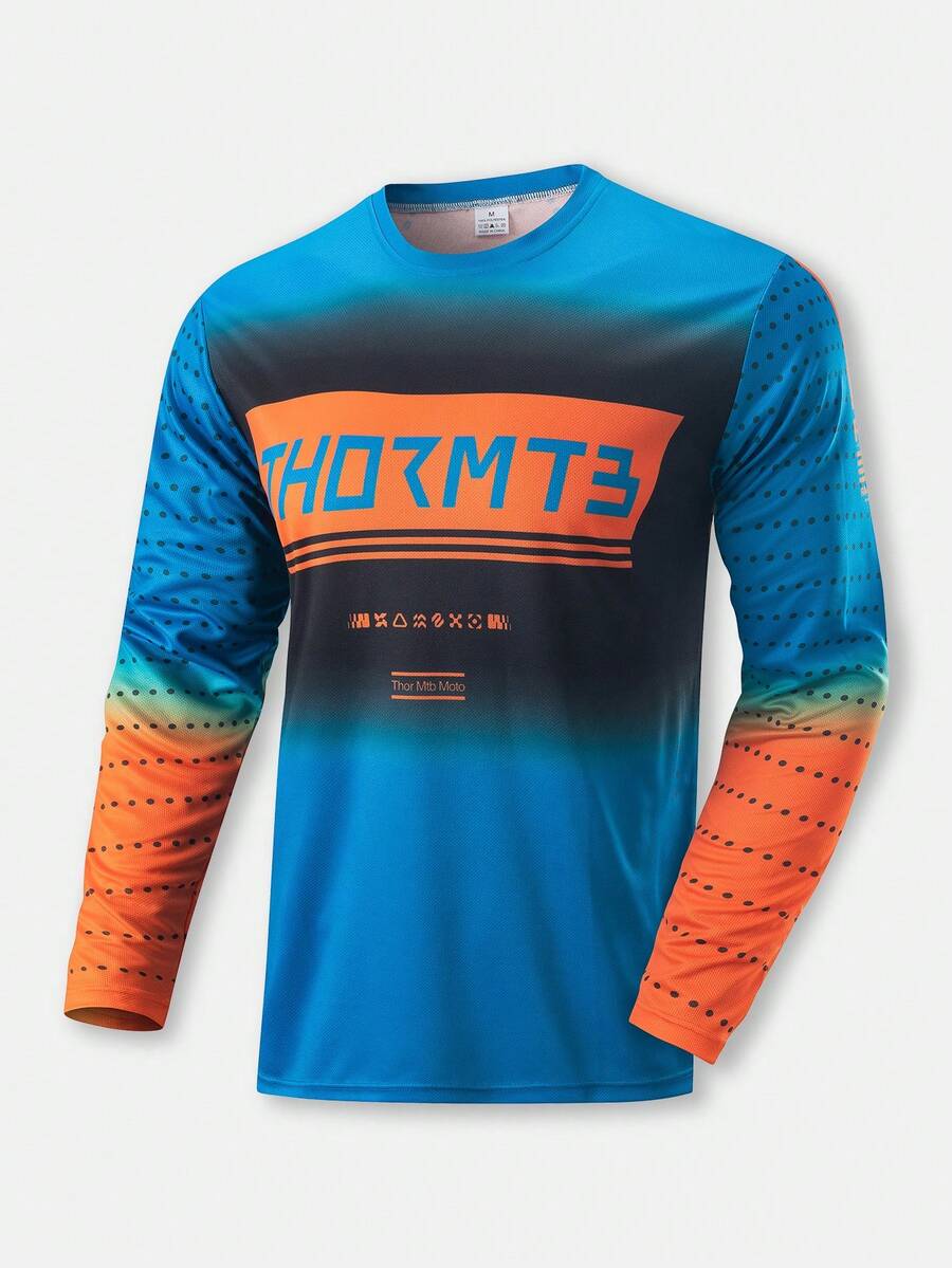 HISERWA Men's Downhill Racing Jersey-Long-Sleeve, Relaxed Fit, Moisture-Wicking, And Lightweight; Ideal For BMX, Endurance Racing, And Mountain Biking - Black - View 1