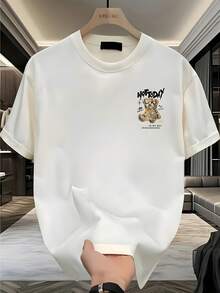 Short-Sleeved Crew Neck T-Shirt, Made From Heavyweight Cotton, With An American Urban Style And An Oversized Design. It Offers A Sophisticated, Niche Look That's Both Casual And Elegant-A Versatile, Half-Sleeve Garment. This Polyester Short-Sleeved T-Shirt Is Suitable For All Seasons; It Can Be Worn As A Base Layer In Spring And Autumn Or On Its Own In Summer. Unisex Style, Perfect For Friends. A , Heavyweight Cotton T-Shirt. - 黑色 - 查看 10