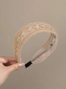 4/1pc Bohemian Linen Braided Headband, Hollow Out Wide Hair Hoop, Wasteland Style Beach Holiday Accessory For Women Hairband - Multicolor - View 9