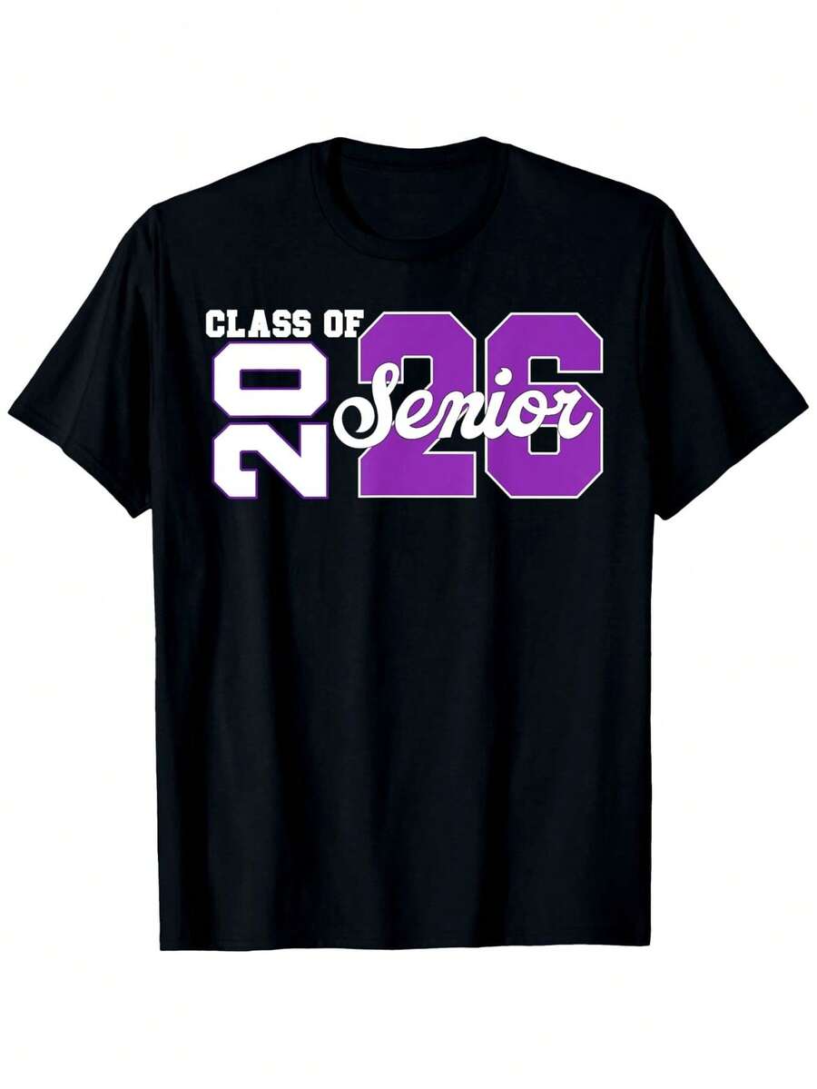 2026 Graduation Season T-Shirt, Back To School And Graduation Season Must-Have, Unisex - Suitable For Autumn, Winter, Halloween, Christmas, Thanksgiving And Holidays; A Perfect Graduation Gift For Parents, Friends, Family And Colleagues (T-Shirt Only). - 黑色 - 查看 1
