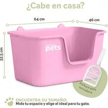 ESQUIMAL Cat Litter Box With Scoop, High Walls (Gray, Large) - 粉紅色的 - 查看 4