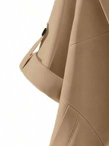 Blazer de manga larga versátil y casual de unicolor para mujer de talla grande - Albaricoque - Ver 4