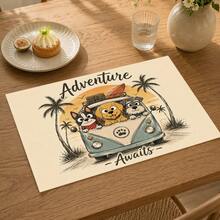 1 pieza Lindo tapete de lino, tapete para desayuno, posavasos de café, tapete para tazón, accesorio de cocina, tapete de comedor fácil de limpiar, adecuado para el hogar, restaurante, decoración de comedor, regalo de vacaciones, regalo para amigos, juego de múltiples piezas - Multicolor - Ver 8