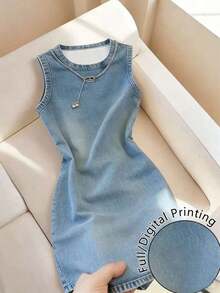 Vestido mini de fiesta con cuello redondo de moda para citas - Multicolor - Ver 4