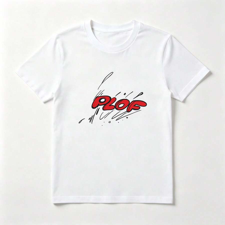 3D Pink Letters Sweet And Tender White Cotton T-Shirt - Putih - View 1