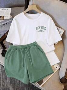No es un conjunto, los pantalones son solo para referencia de combinación. Hecho de 100% algodón puro, transpirable y agradable para la piel. Diseño clásico de cuello redondo, corte ajustado y adecuado para todo tipo de cuerpos. Estampado moderno y a la moda con un estilo sencillo y de alta calidad. Perfecto para el transporte diario, citas, ropa casual y de calle. Versátil y atemporal, un imprescindible para looks casuales de vacaciones, ideal para días festivos como el Día del Trabajo y el Día de la Independencia de México. - Blanco - Ver 1