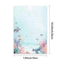 10/20/30pcs Watercolor Underwater World Writing Paper, Sea Turtle Marine Life Themed Writing Paper,Suitable For Journaling, Pen Pal Letters, DIY Craft Projects - Ocean - View 6
